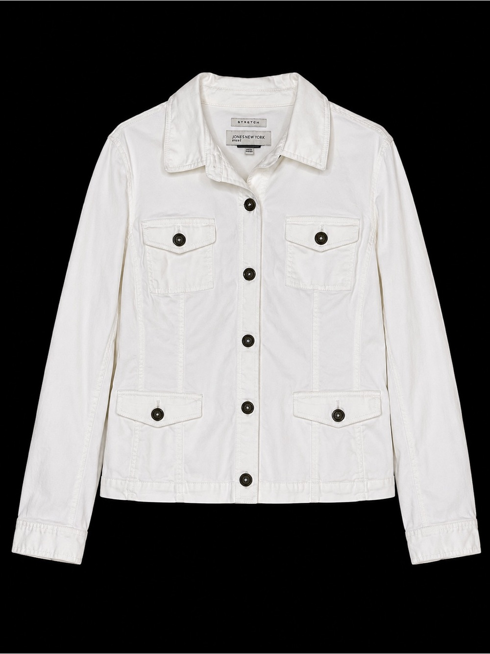 Jones New York Sport Women’s Large White Stretch Utility Jacket Button Front